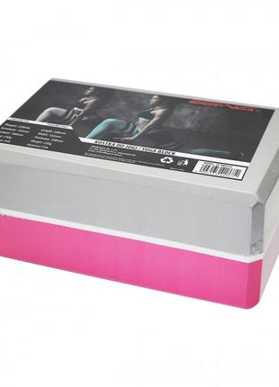 Блок для йоги двоколірний sportvida sv-hk0336 pink/grey poland3 фото