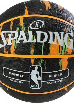 М'яч баскетбольний spalding nba marble outdoor black/orange/green size 7 poland
