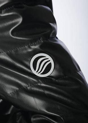 Куртка-бомбер на экокоже для мальчика детская демисезонная tiaren черный (152 см) на весна-осень9 фото