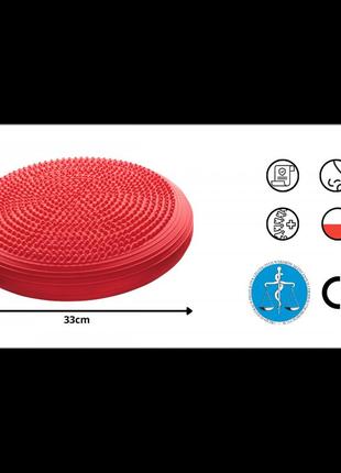 Балансировочная подушка-диск 4fizjo med+ 33 см (сенсомоторная) массажная 4fj0052 red poland9 фото