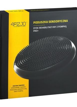 Балансировочная подушка-диск 4fizjo pro+ 33 см (сенсомоторная) массажная 4fj0021 black poland7 фото