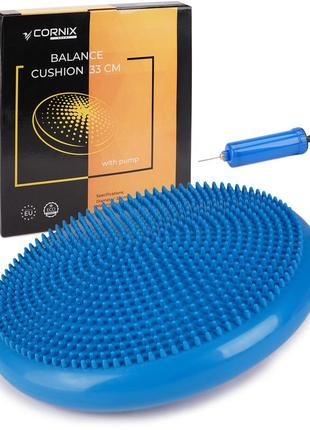 Балансировочная подушка-диск cornix 33 см (сенсомоторная) массажная xr-0054 blue poland1 фото