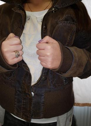 Курточка демисезон джинс-велюр, шоколад1 фото