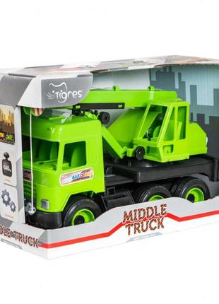 Игрушечный автокран "middle truck" 39483 с выдвижной стрелой