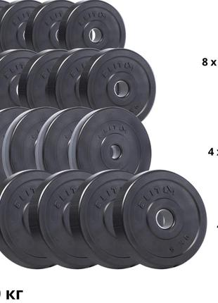 Набор композитных дисков elitum titan 40 кг для гантелей и штанг блины битумные на гриф для штанги и гантели