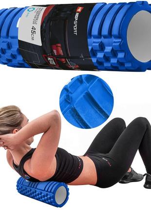 Ролер масажер (валик, ролик) hop-sport eva 45 см синій6 фото