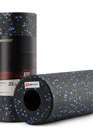 Ролер масажер (валик, ролик) гладкий hop-sport epp 33 см hs-p033yg чорно-синій, пустотілий2 фото
