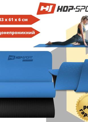 Мат для фитнеса и йоги hop-sport tpe 0,6 см hs-t006gm синий