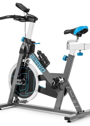 Спінбайк велотренажер hop-sport hs-045ic bravo синій, кардіотренажер велотренажер для дому до 120 кг4 фото