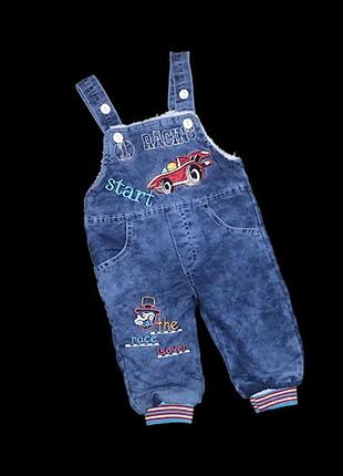 Напівкомбінезон "racing", джинс на махрі тм "t.a.y kids" (напівкомбінезони)