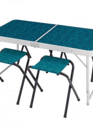 Складаний стіл для кемпінгу (пікніка) quechua + 4 сидіння, висота 70 см стільниця 60x120 см