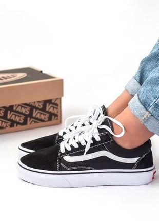 Vans old skool крутые кеды венс олд скул черные в классическом дизайне2 фото