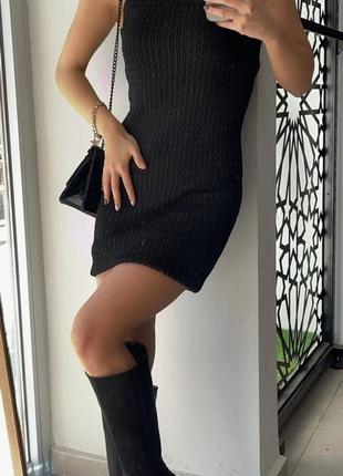 Платье женское мини черное облегающее one size3 фото