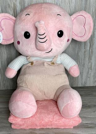 Дитяча іграшка - плед слоник 3в1. розмір іграшки 55 см. плед розмір 120*160см.4 фото