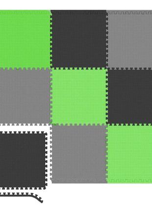 Мат-пазл hop-sport eva 1cm hs-a010pm - 9 частей (60*60) черный/серый/зеленый