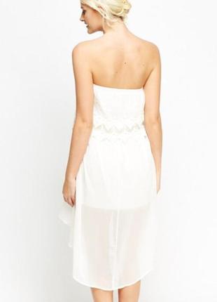 Платье белое шифоновое с кружевом azara paris3 фото