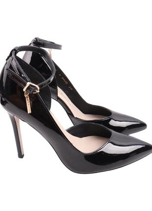 Туфли женские bravo moda черные натуральная лаковая кожа, 39