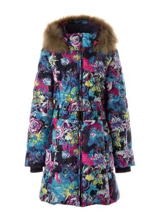 Пальто зимове для дівчаток huppa yacaranda темно-синій з принтом 110 (12030030-24386-146)