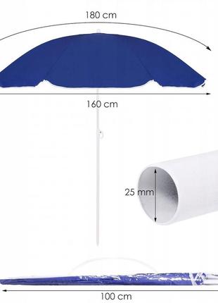 Пляжный зонт springos 180 см с регулируемой высотой и наклоном bu00226 фото