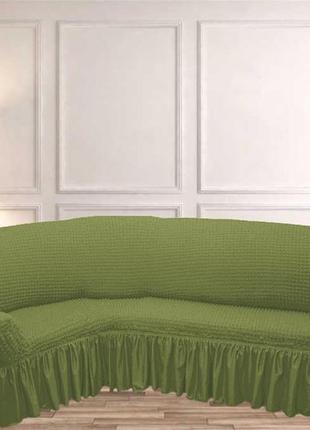 Чохли турецькі на кутовий диван  ⁇  дивандеки на кутовий диван  ⁇  накидки на диван  ⁇  колір — фісташковий1 фото