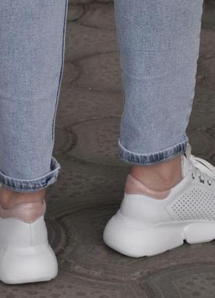 Летние белые кроссовки maxus из натуральной кожи. полноразмерные.  размеры 36, 37, 38, 39.5 фото