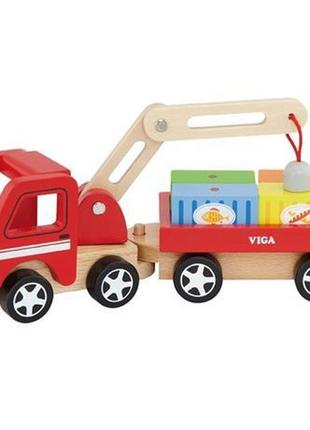 Игрушка viga toys "автокран" 50690