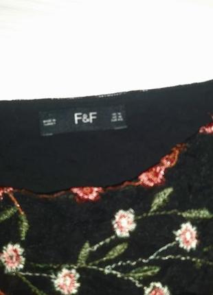 Черная шифоновая блуза с вышивкой f&f5 фото