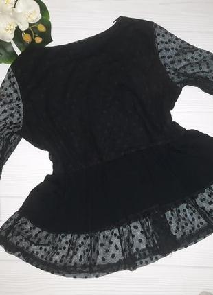 Черная шифоновая блуза с вышивкой f&f3 фото