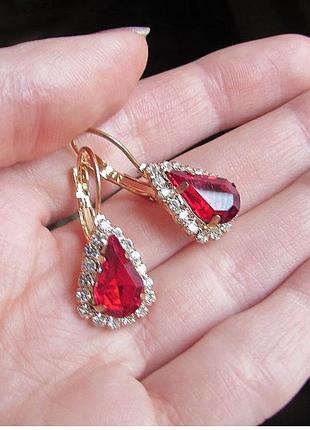 🏵нарядные золочённые серьги в стразах, новые! арт. 9691