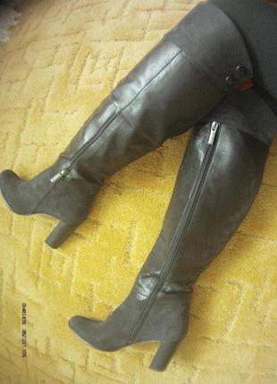 Демисезонные сапоги-трубы stefani на стопу 25-25,5 см кожа