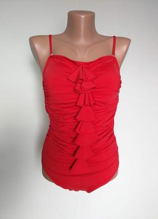 Оригинальный слитной купальник с жабо , с открытой спинкой  dad adom  l 12(40)