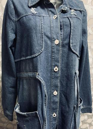 Джинсовая рваная парка джинсовка тренч бойфренд hengsheng jeans.4 фото