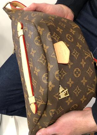 Сумка на пояс пояс поясная бананка коричневая брендовый канва кожа