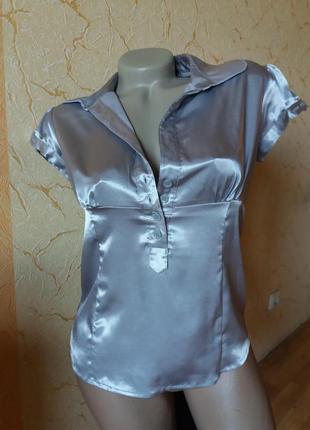 Глянцевая серебристая блузка1 фото