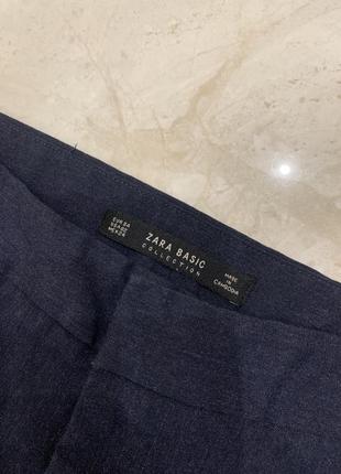 Классические брюки zara basic темно синие женские3 фото