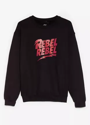 Чорний світшот  з принтом rebel rebel