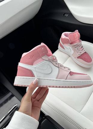 Женские высокие кожаные кроссовки nike air jordan 1 retro 1 «&nbsp;digital pink&nbsp;»#найк