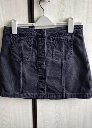 Спідниця міні на ґудзиках джинсова1 фото