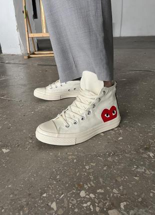 Женские кеди converse x comme des garçons play milk white 36-37-38-39-40-411 фото