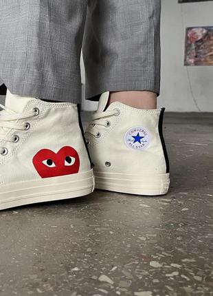 Женские кеди converse x comme des garçons play milk white 36-37-38-39-40-414 фото