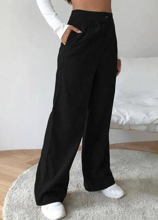 Стильные брюки из микровельвета, широкие женские штаны2 фото