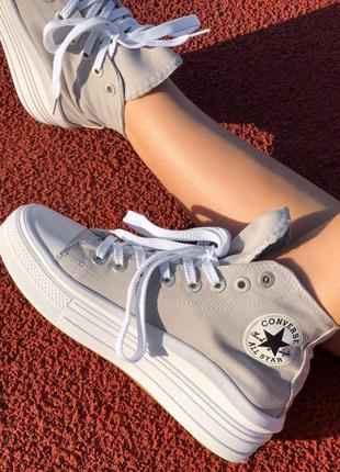 Женские кеди converse chuck taylor move high grey 36-37-38-39-404 фото