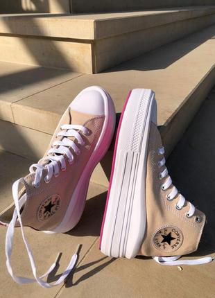 Женские кеди converse chuck taylor move high beige 36-37-38-39-40