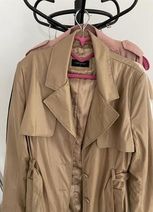 Кожный заменитель бежевый карамельный тренч topshop