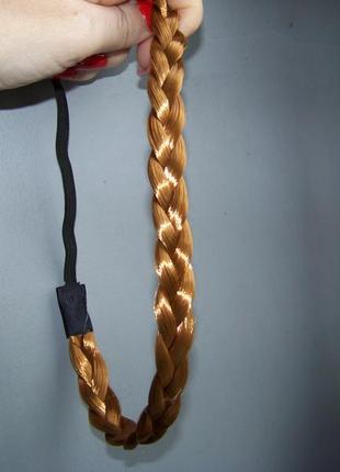 Ободок-коса для прически рыжего цвета