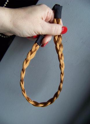 Ободок-коса для прически рыжего цвета