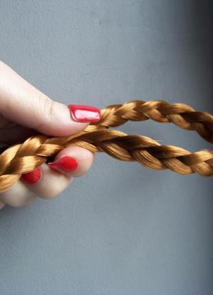 Ободок-коса для прически рыжего цвета