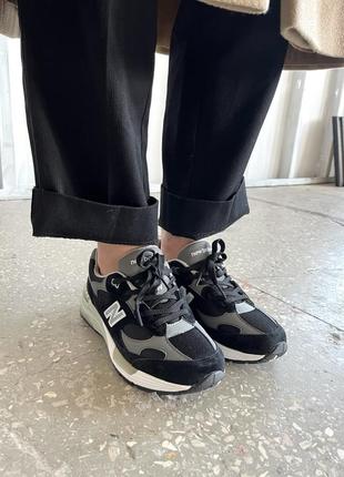 Кроссовки женские new balance 992 black grey suede