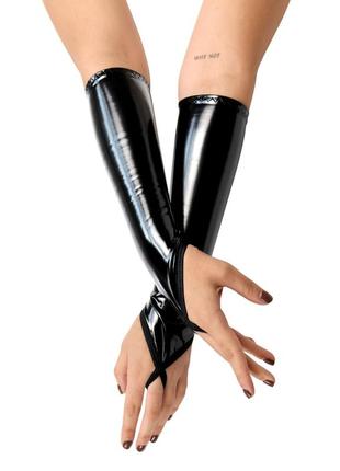 Вінілові мітенки короткі рукавички пальці відкриті пальці під лак