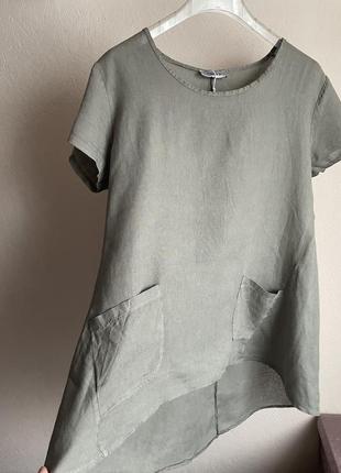 Блузка туника женская лен 100% m-l3 фото